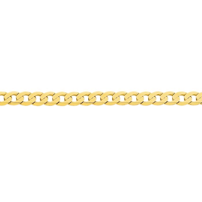 9ct Gold 50cm Solid Bevelled Close Curb Men's Chain