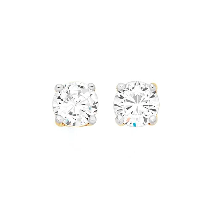 9ct Gold 5mm Cubic Zirconia Stud Earrings