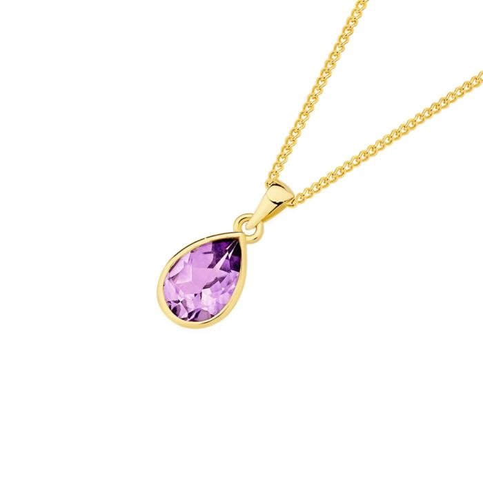 9ct Gold Amethyst Bezel Pendant