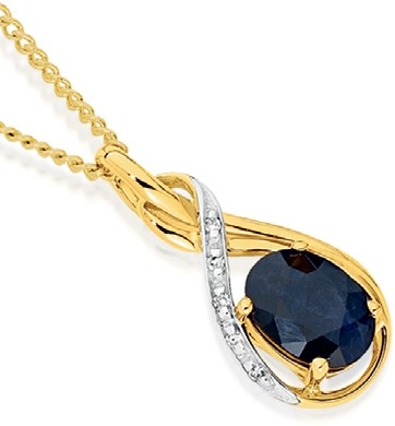 9ct Gold Black Sapphire & Diamond Pendant