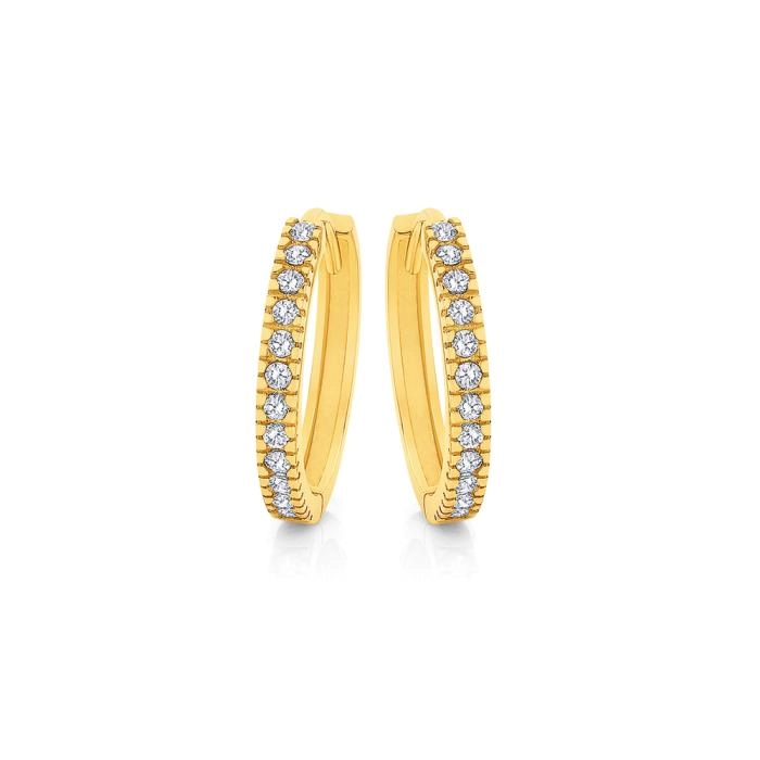 9ct Gold Cubic Zirconia Hoop Earrings