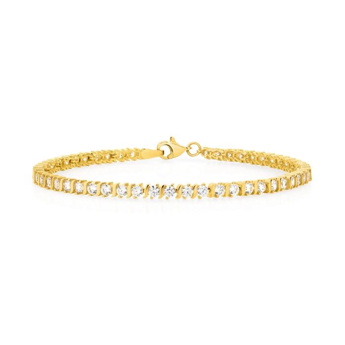 9ct Gold Cubic Zirconia Tennis Bracelet