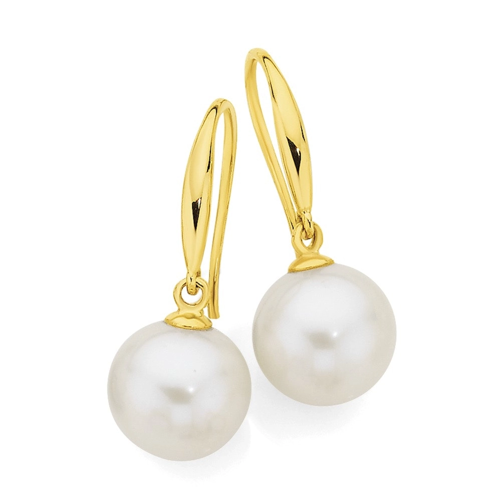 9ct Gold Cultured Fresh Water Pearl Drop Earrings