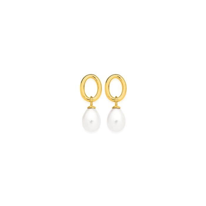 9ct Gold Cultured Fresh Water Pearl Drop Stud Earrings