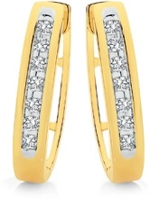 9ct Gold Diamond Channel Set Huggie Earrings