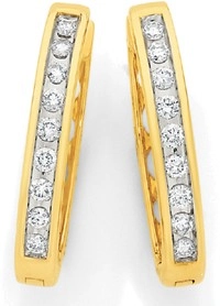 9ct Gold Diamond Channel Set Huggie Earrings