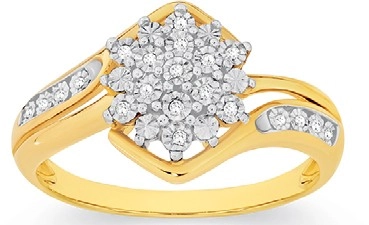 9ct Gold Diamond Cluster Dress Ring