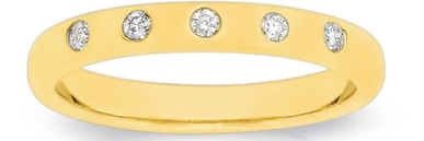 9ct Gold Diamond Hammer Set Band