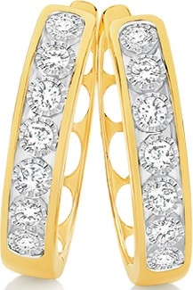 9ct Gold Diamond Huggie Earrings