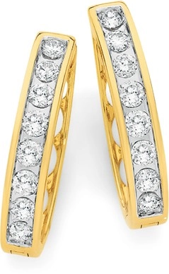 9ct Gold Diamond Huggie Earrings