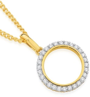 9ct Gold Diamond Open Circle Pendant