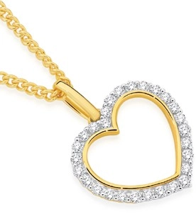 9ct Gold Diamond Open Heart Pendant