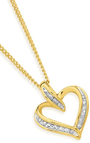 9ct Gold Diamond Open Heart Pendant