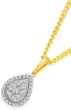 9ct Gold Diamond Pear Pendant