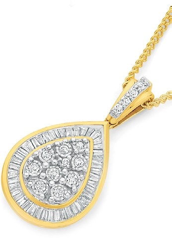 9ct Gold Diamond Pear Shape Pendant