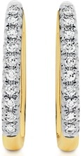 9ct Gold Diamond Rectangular Huggie Earrings