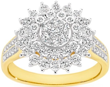 9ct Gold Diamond Round Cluster Ring