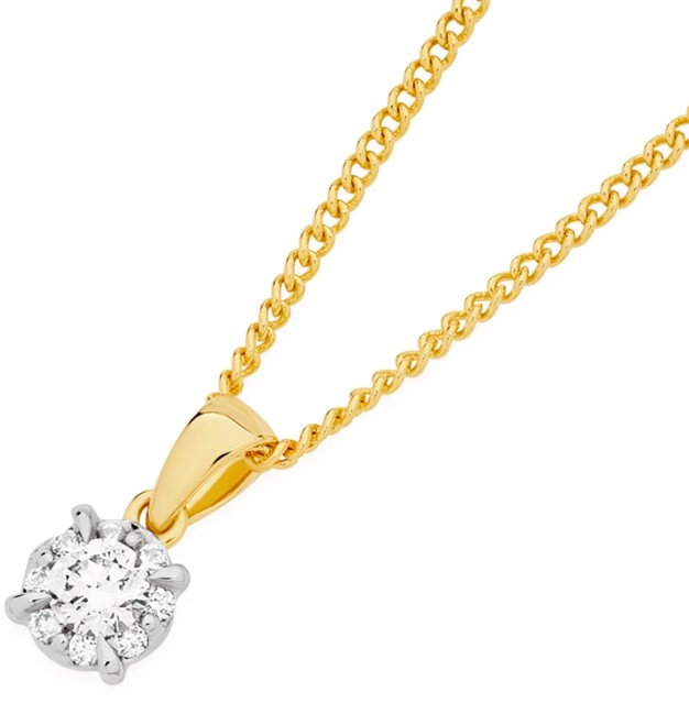 9ct Gold Diamond Small Halo Pendant