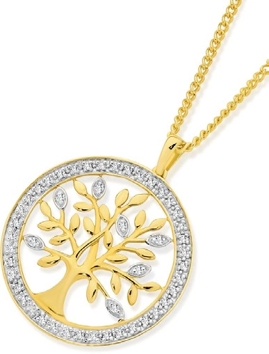 9ct Gold Diamond Tree of Life Pendant