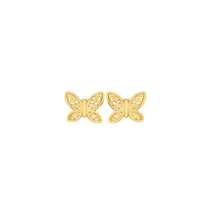 9ct Gold Filigree Butterfly Stud Earrings