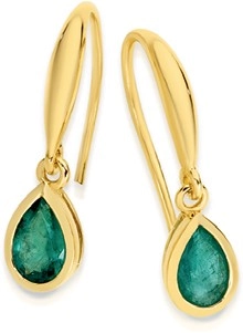 9ct Gold Natural Emerald Earrings