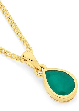 9ct Gold Natural Emerald Pendant