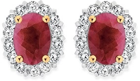 9ct Gold Natural Ruby & .50ct Diamond Earrings