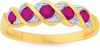 9ct Gold Ruby & Diamond Ring