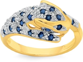 9ct Gold Sapphire & Diamond Leopard Ring