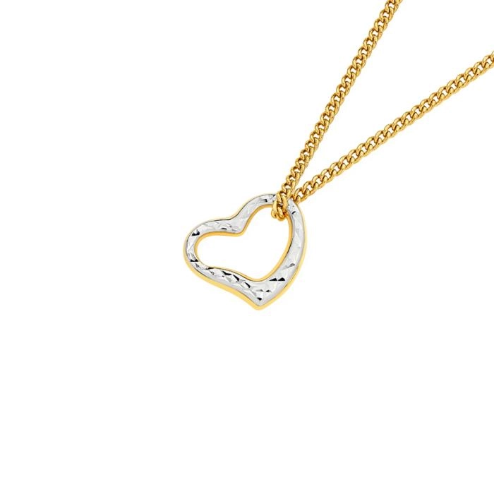 9ct Gold Two Tone 10mm Floating Heart Pendant