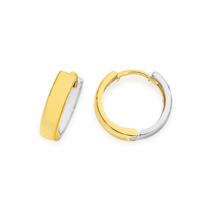 9ct Gold Two Tone 10mm Huggie Earrings