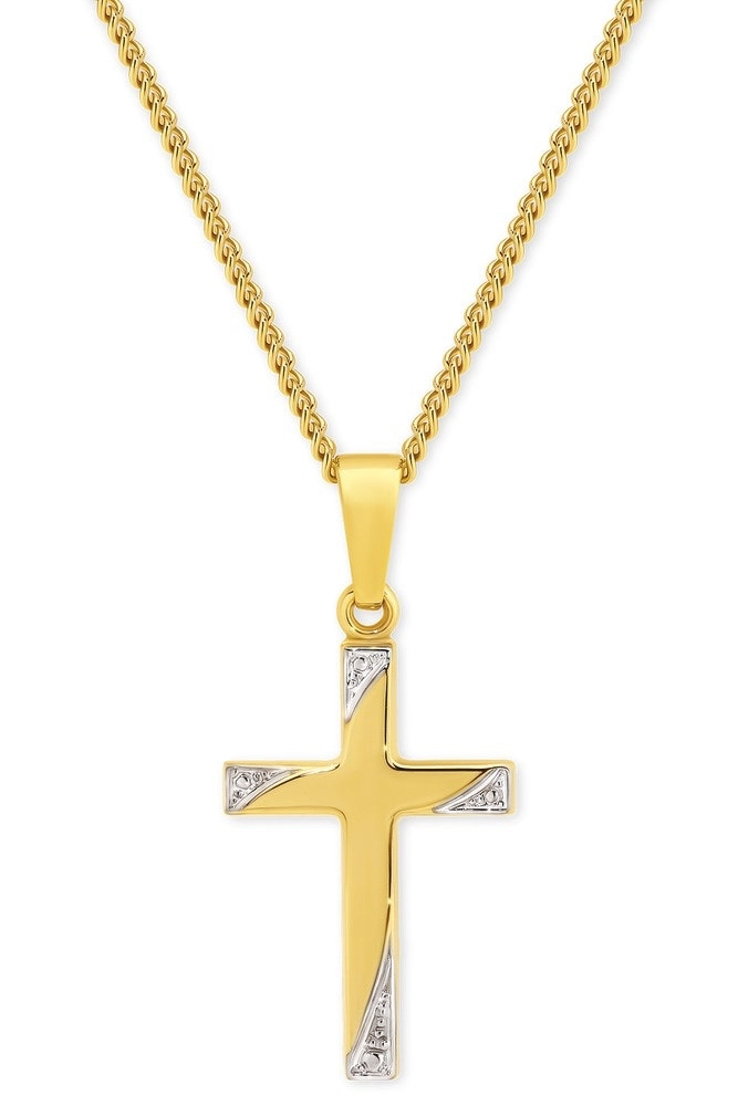 9ct Gold Two Tone Cross Pendant