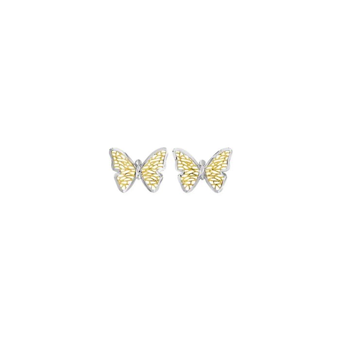 9ct Gold Two Tone Filigree Butterfly Stud Earrings