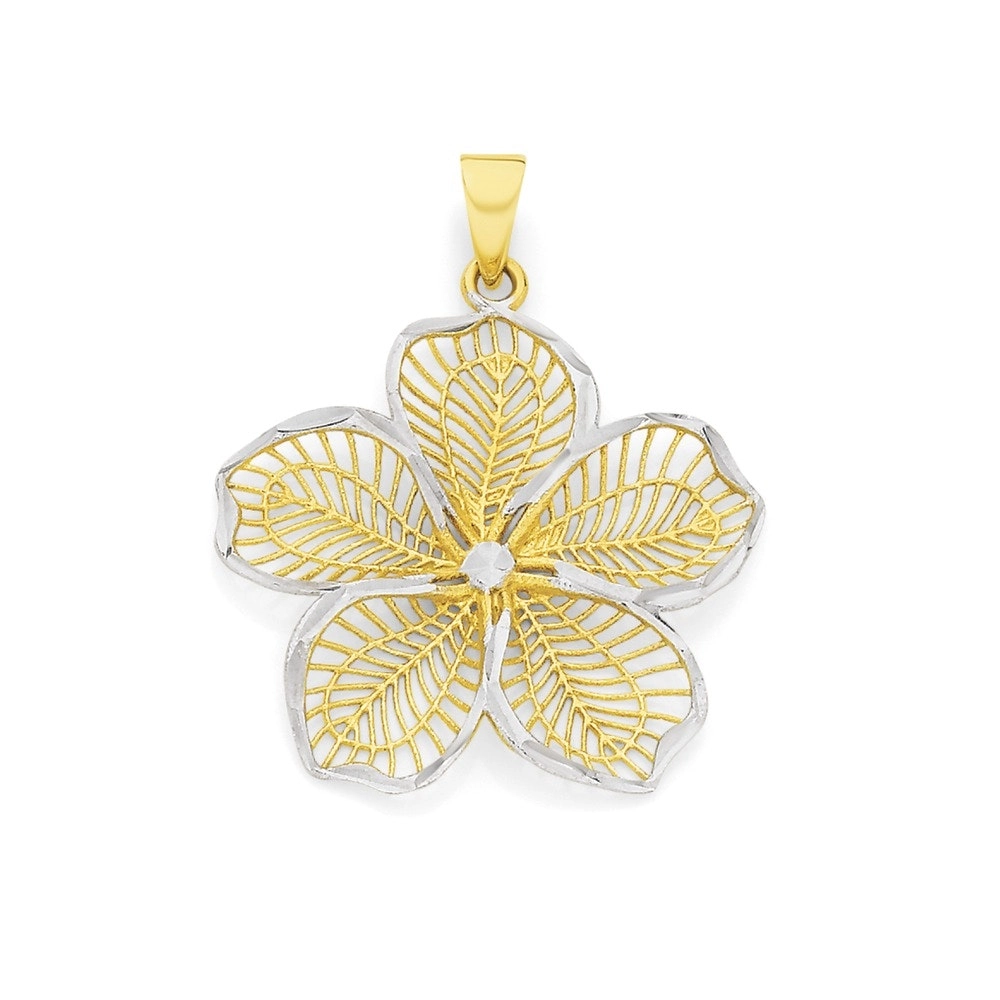 9ct Gold Two Tone Flower Pendant