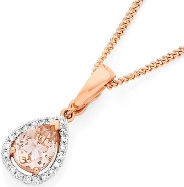 9ct Rose Gold Morganite & Diamond Enhancer Pendant