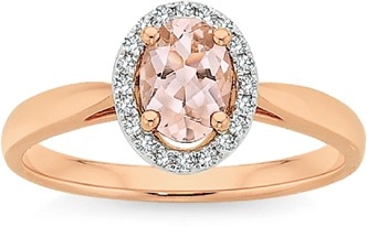 9ct Rose Gold Morganite & Diamond Ring