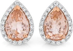 9ct Rose Gold Morganite & Diamond Stud Earrings