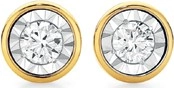 9ct Two Tone Gold Diamond Bezel Set Stud Earrings