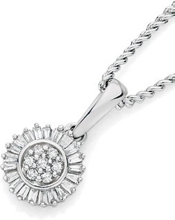 9ct White Gold Diamond Cluster Pendant