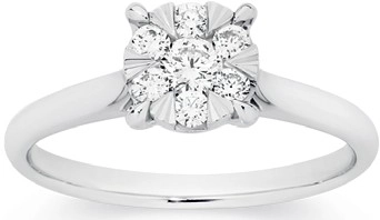 9ct White Gold Diamond Cluster Ring