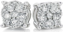 9ct White Gold Diamond Cluster Stud Earrings