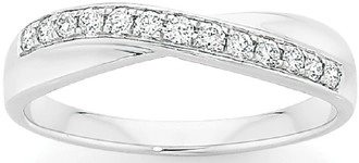 9ct White Gold Diamond Crossover Band