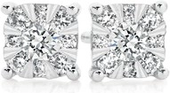 9ct White Gold Diamond Cushion Cluster Earrings