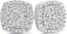 9ct White Gold Diamond Cushion Stud Earrings