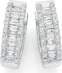 9ct White Gold Diamond Huggie Earrings