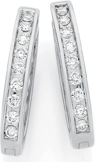 9ct White Gold Diamond Huggie Earrings