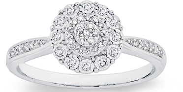 9ct White Gold Diamond Round Cluster Ring