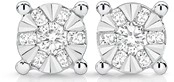 9ct White Gold Diamond Round Cluster Stud Earrings