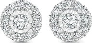 9ct White Gold Diamond Round Frame Stud Earrings