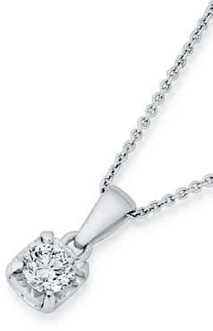 9ct White Gold Diamond Solitaire Pendant